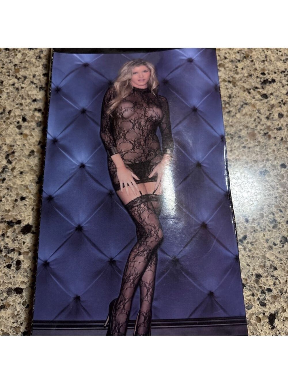 Glitter Black Lace Long Sleeved Bodystocking OS (90-150 lbs)